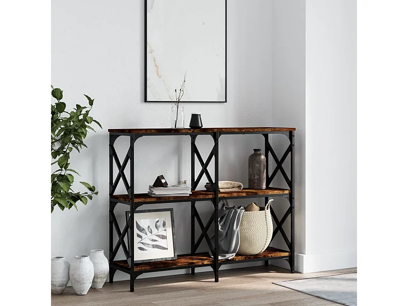 Table console chêne fumé 100x28x80,5 cm bois d'ingénierie