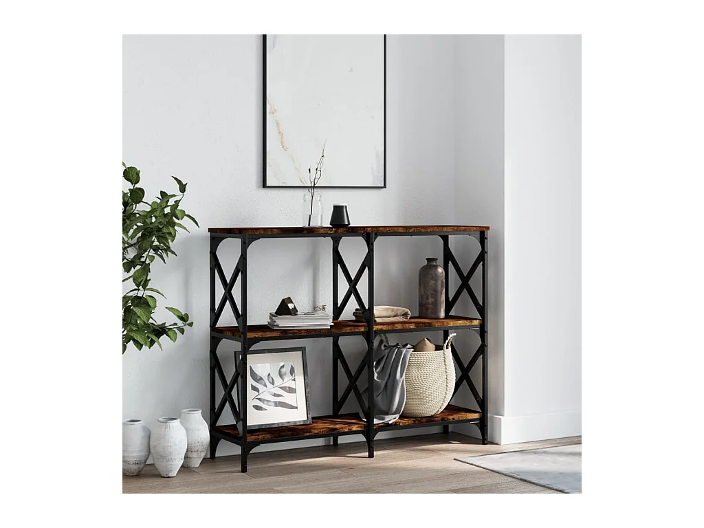 Table console chêne fumé 100x28x80,5 cm bois d'ingénierie