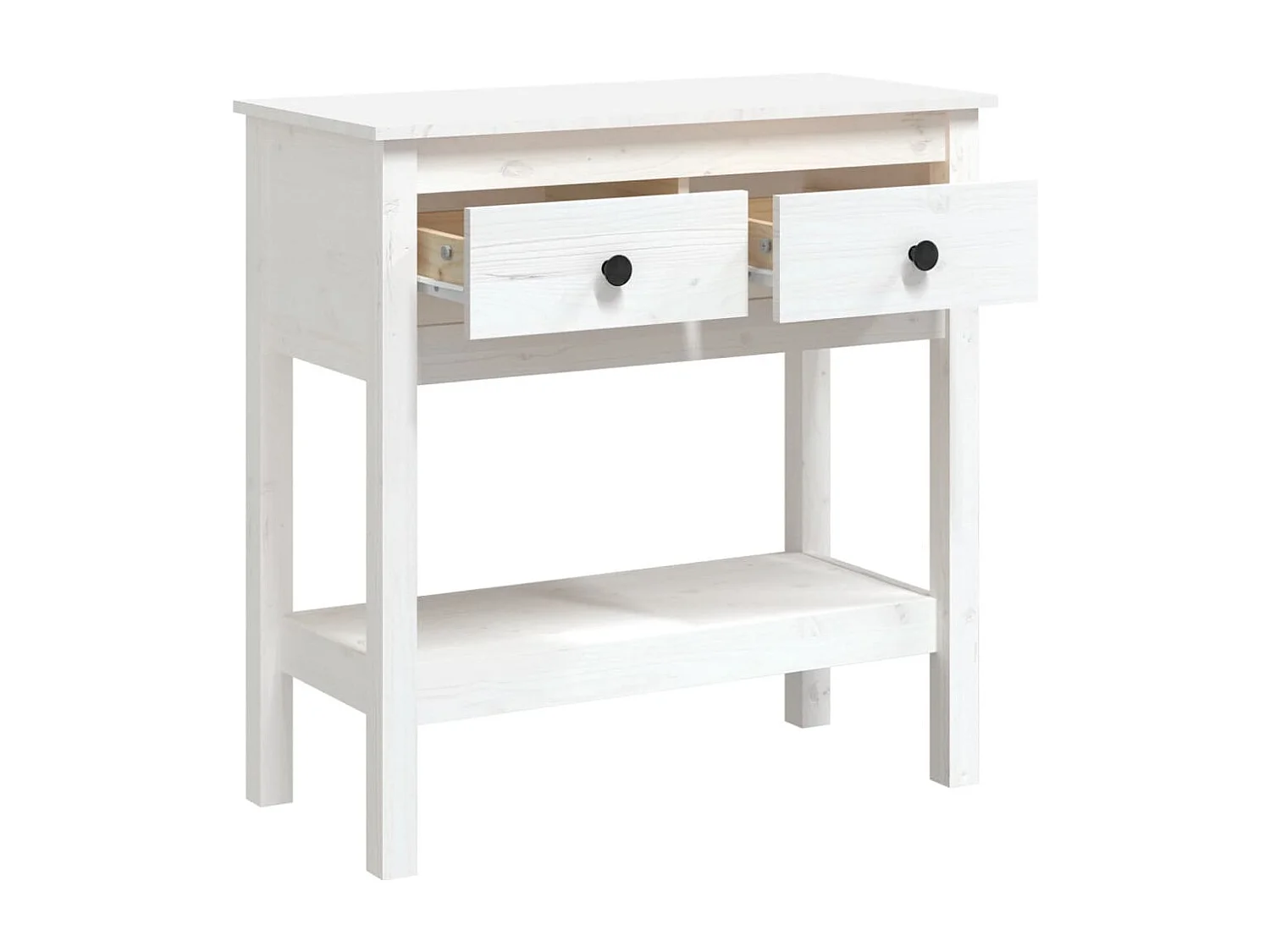 Table console Blanc 75x35x75 cm Bois massif de pin