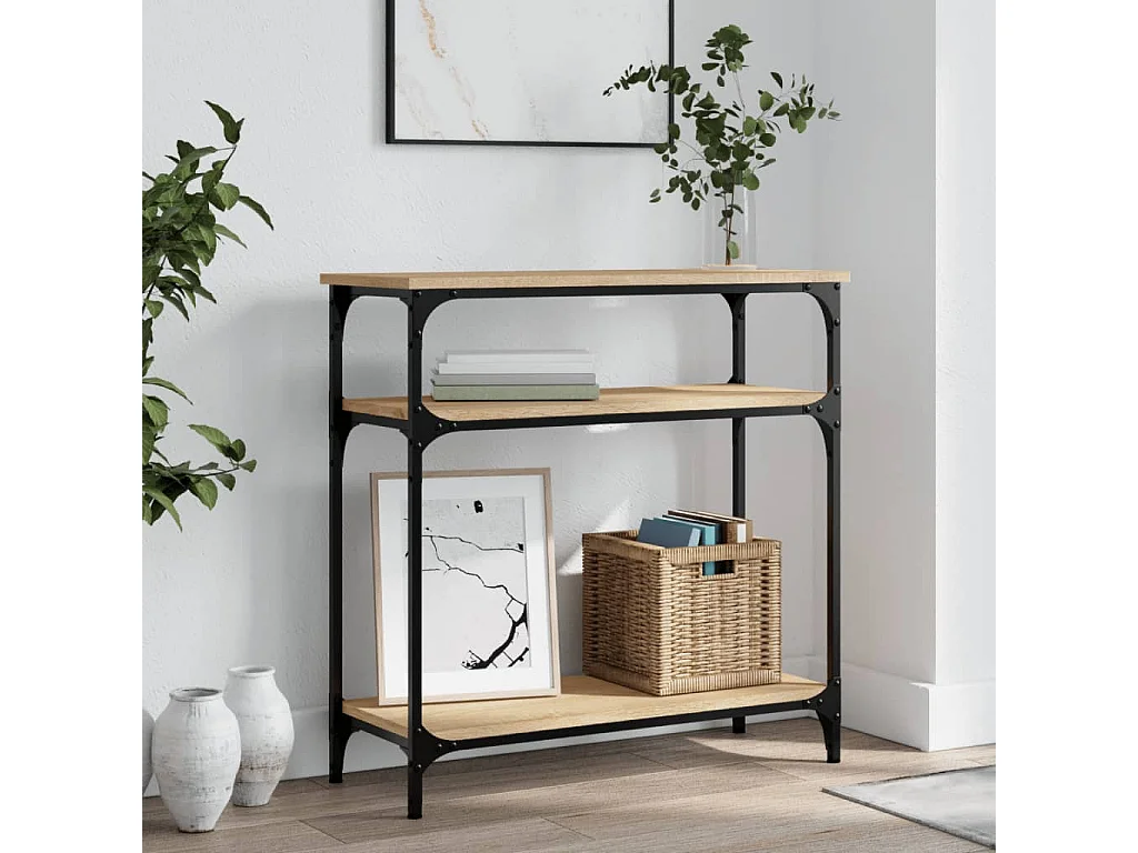 Table console chêne sonoma 75x29x75 cm bois d'ingénierie