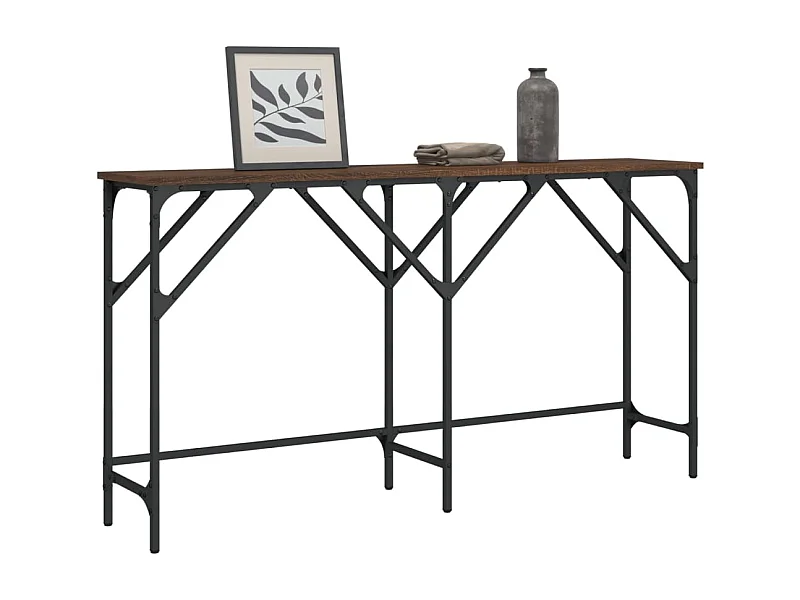 Mesa consola 140x29x75 cm derivados madeira carvalho castanho