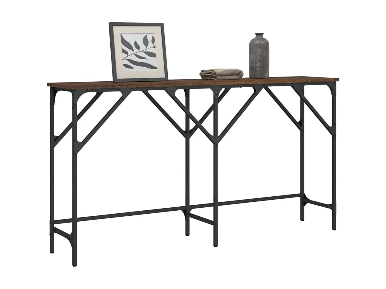 Mesa consola 140x29x75 cm derivados madeira carvalho castanho