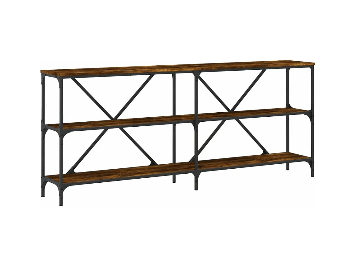 Mesa consola hierro madera ingeniería roble ahumado 180x30x75cm