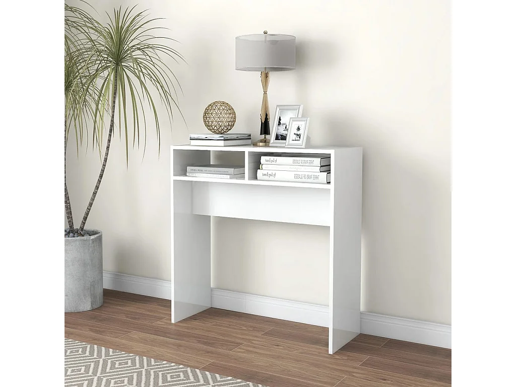 Table console Blanc brillant 78x30x80 cm Aggloméré