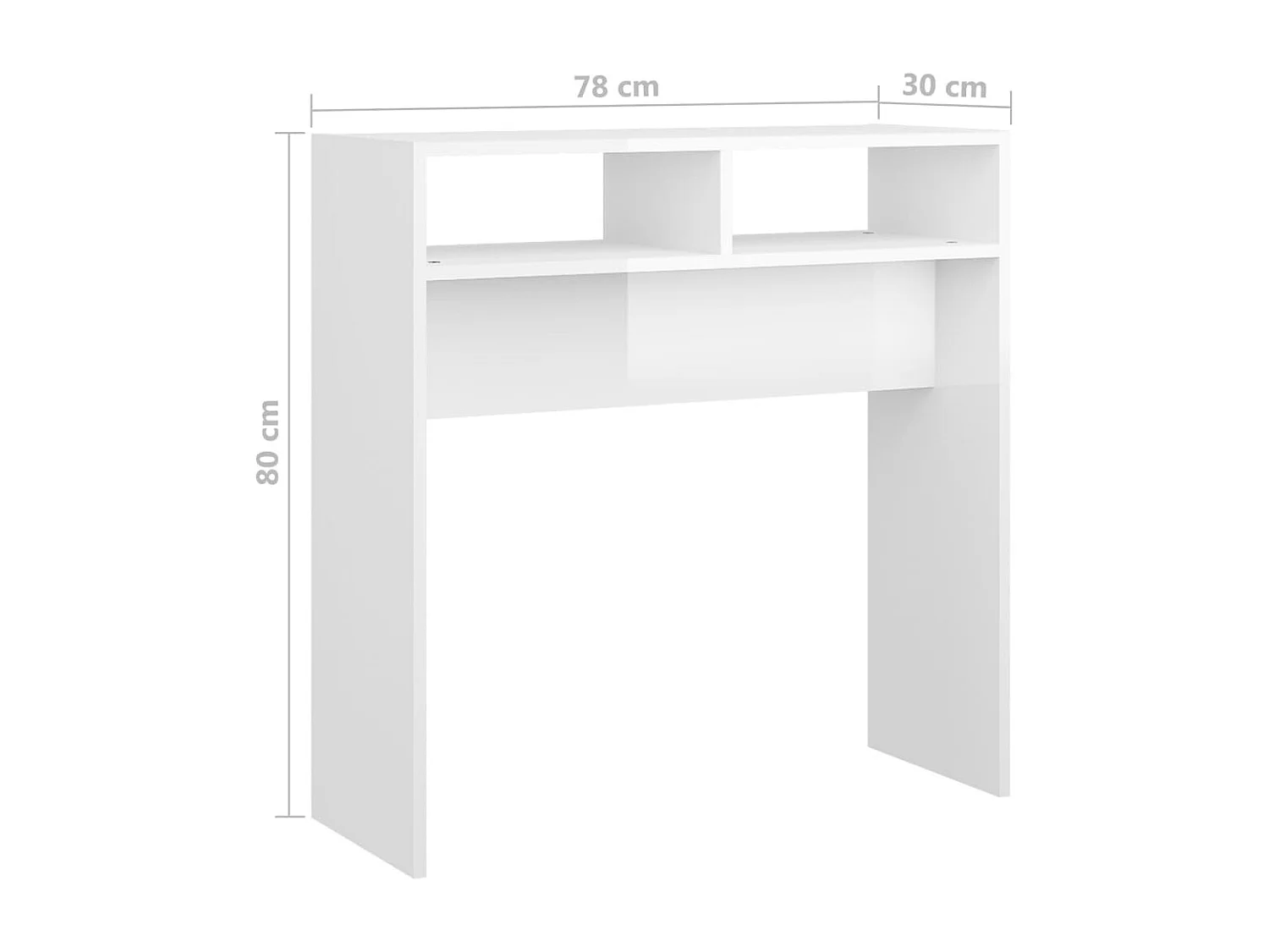 Table console Blanc brillant 78x30x80 cm Aggloméré