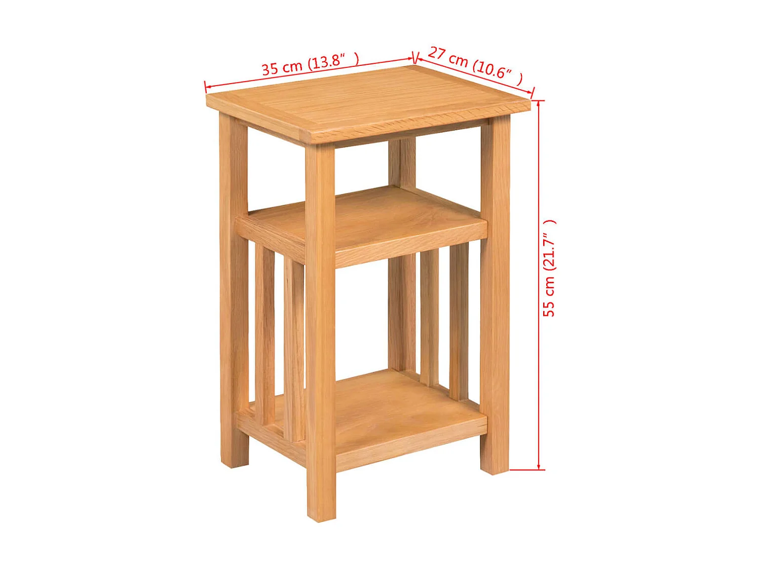 Table d'appoint avec étagère à revues Chêne massif 27x35x55 cm
