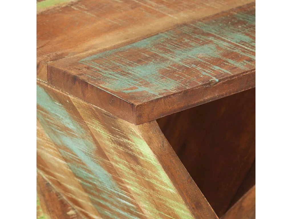 Mesa auxiliar madera maciza reciclada 35x35x55 cm