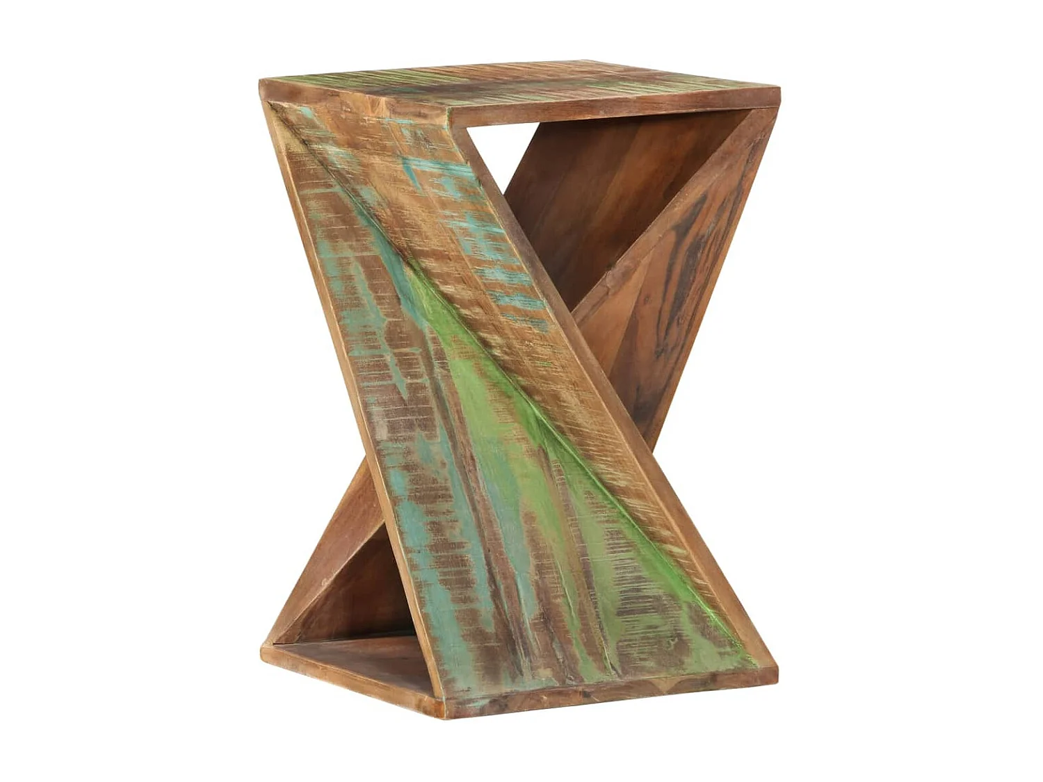 Mesa auxiliar madera maciza reciclada 35x35x55 cm