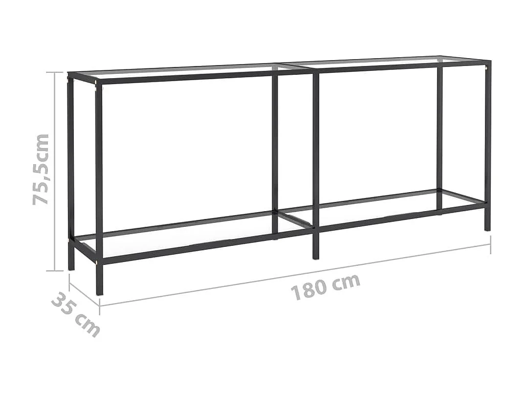 Mesa consola vidrio templado transparente 180x35x75,5 cm