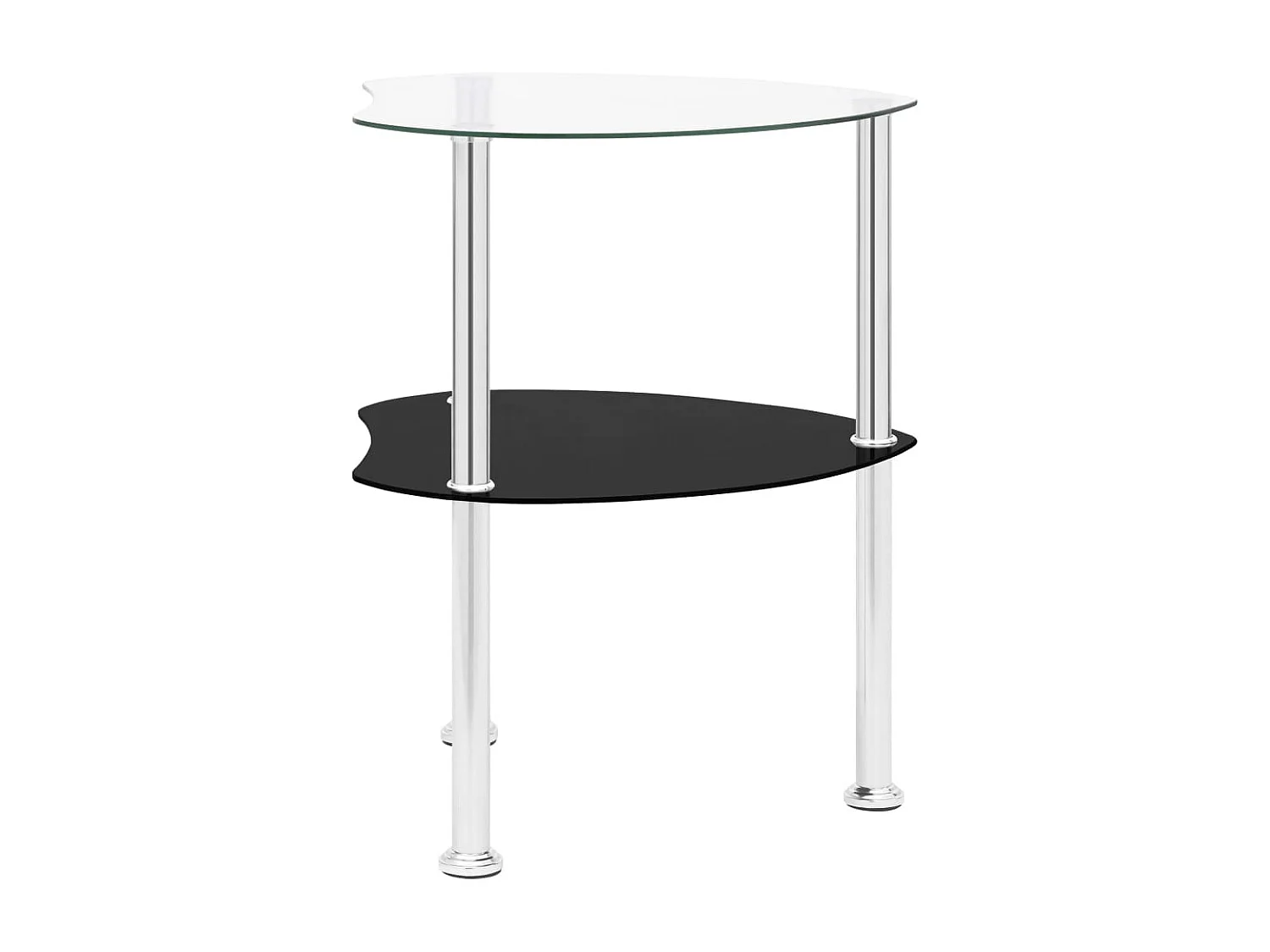 Table 2 niveaux Transparent et noir 38x38x50 cm Verre trempé