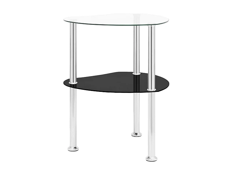 Bijzettafel 2-laags 38x38x50 cm gehard glas transparant zwart