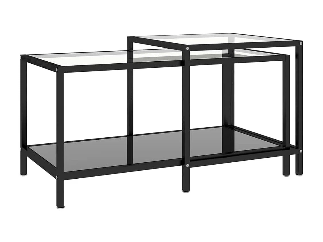 Tables à thé 2 pièces Verre trempé Noir