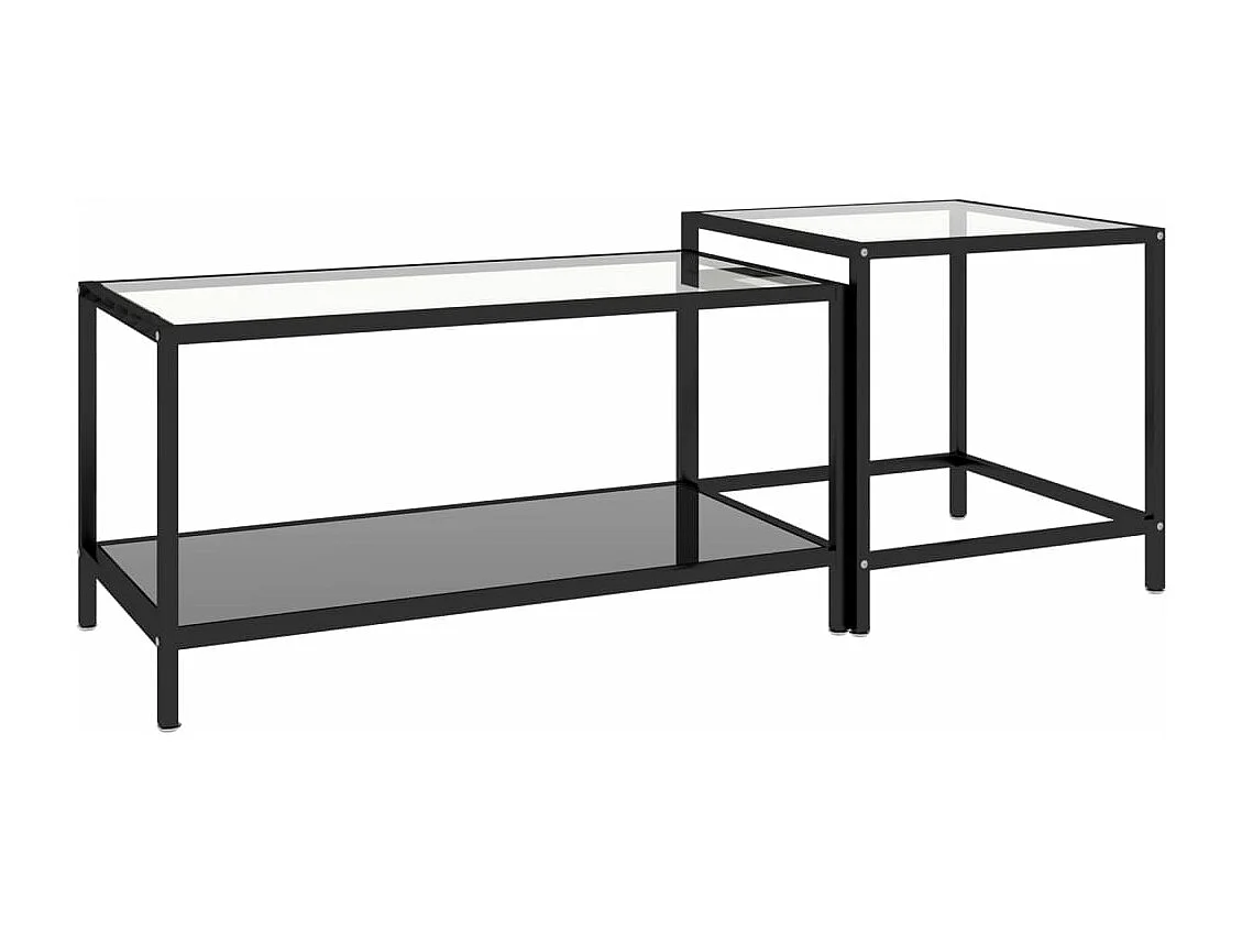 Tables à thé 2 pièces Verre trempé Noir