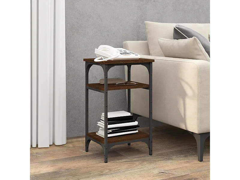 Mesa auxiliar madera contrachapada roble marrón 35x30x60 cm