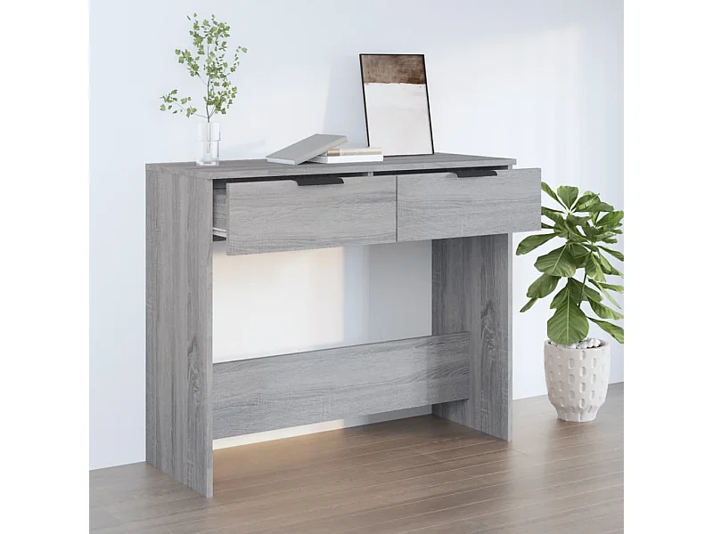 Mesa consola madera contrachapada gris Sonoma 90x36x75 cm