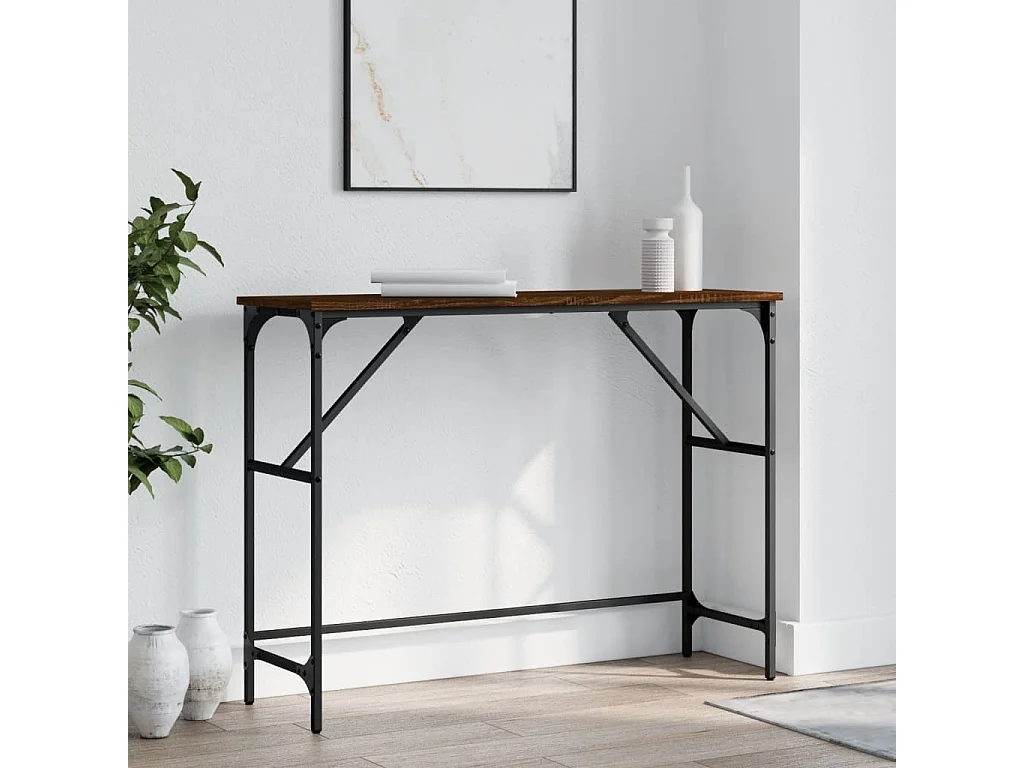 Mesa consola 100x32x75 cm derivados madeira carvalho castanho