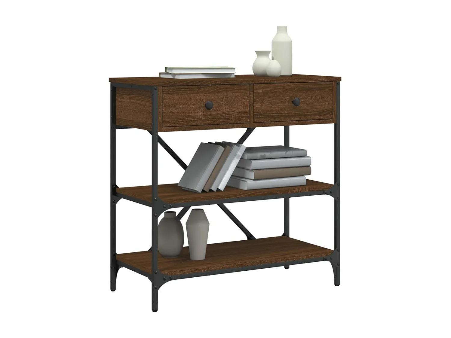 Mesa consola madera de ingeniería marrón roble 75x34,5x75 cm