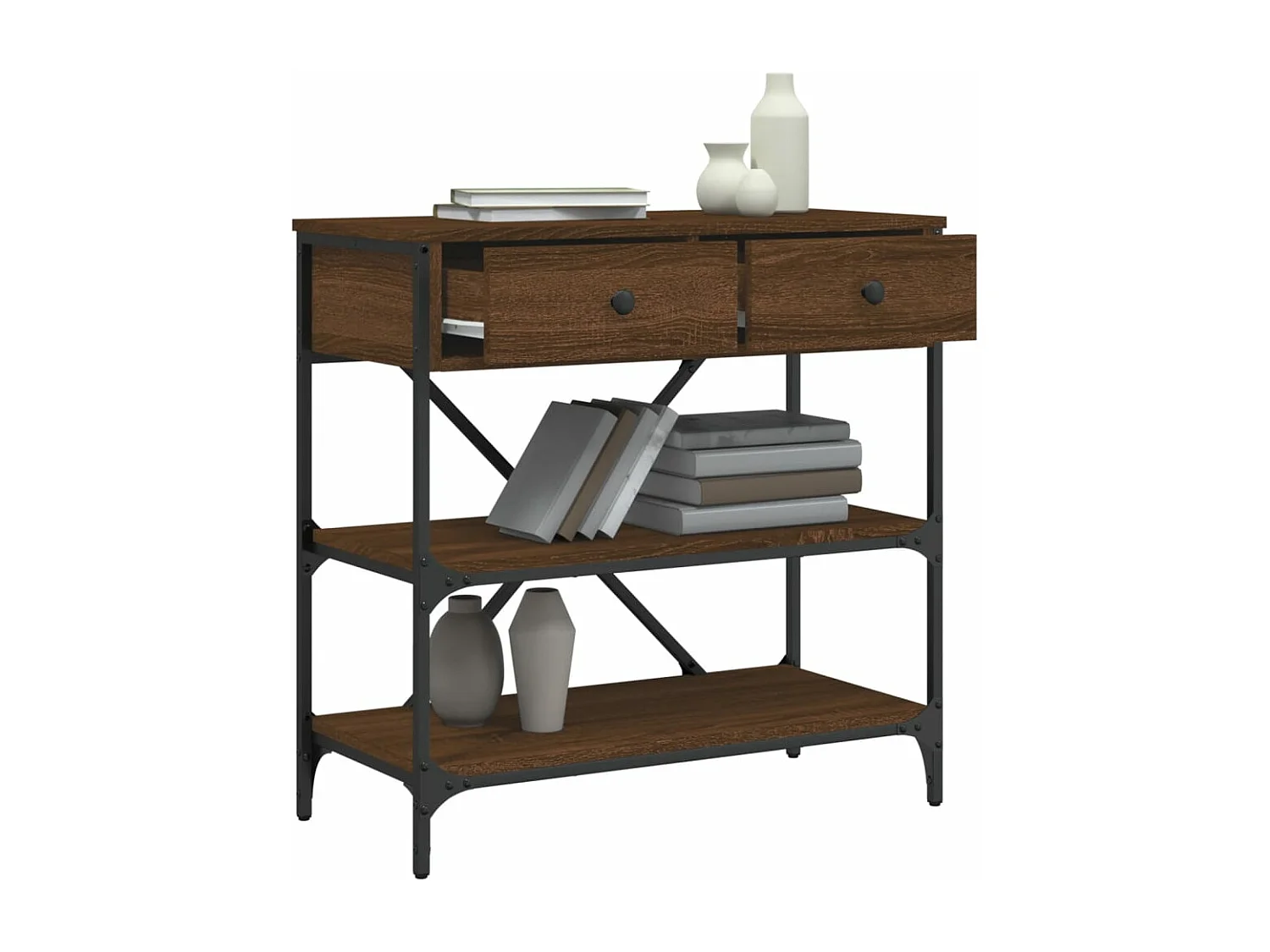 Mesa consola 75x34,5x75 cm derivados madeira carvalho castanho