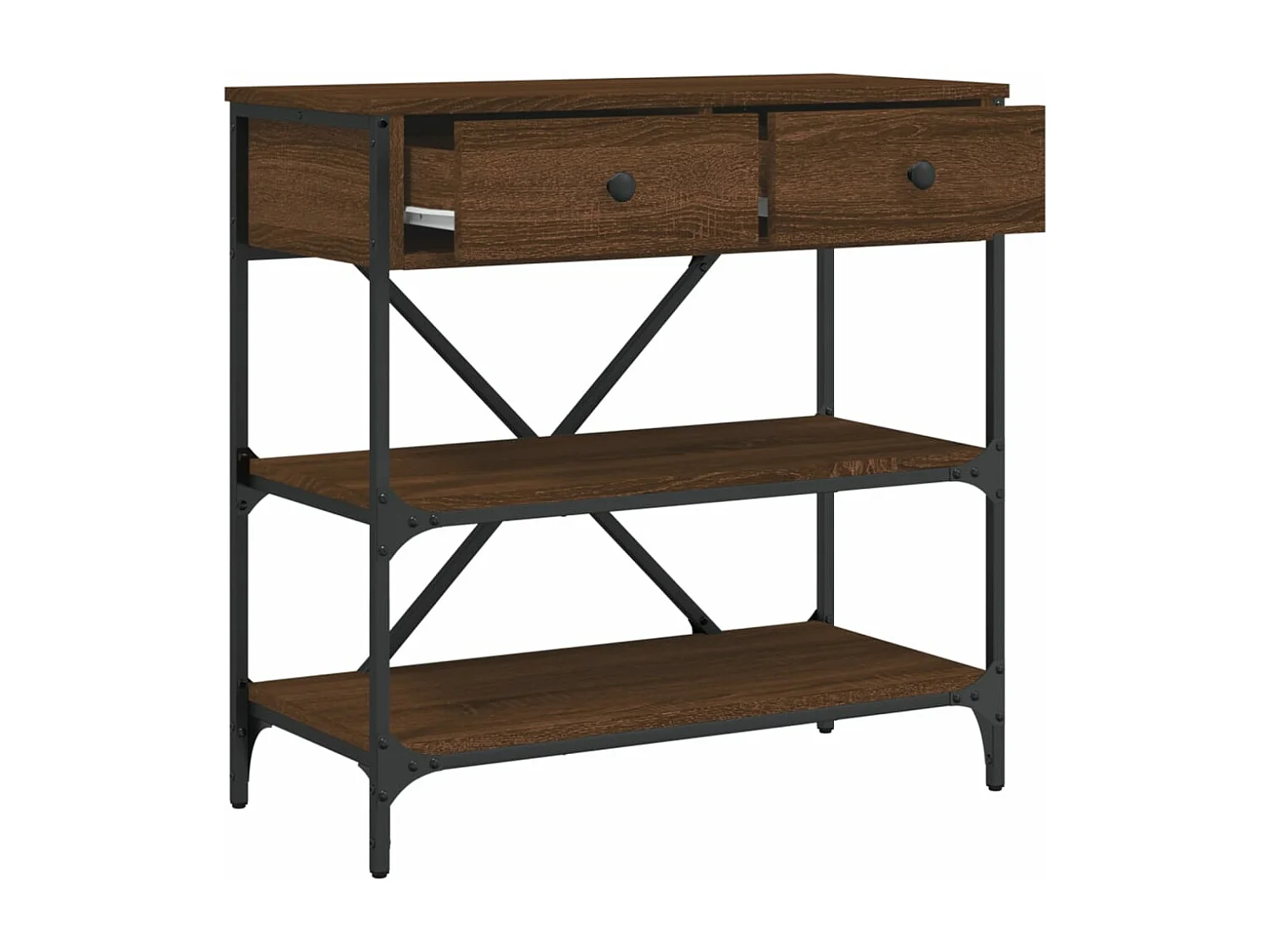 Mesa consola 75x34,5x75 cm derivados madeira carvalho castanho