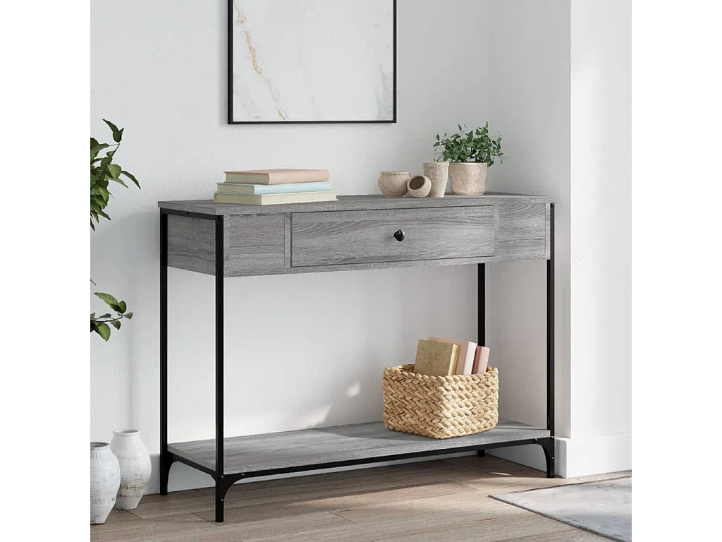 Table console sonoma gris 100x34,5x75 cm bois d'ingénierie