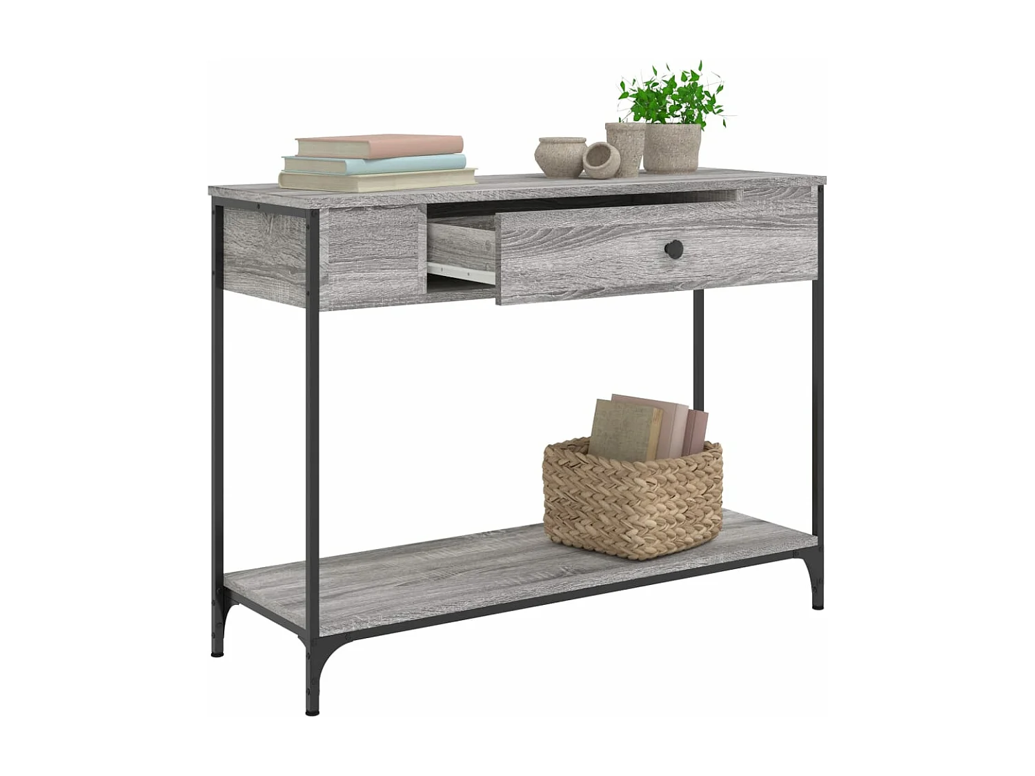 Table console sonoma gris 100x34,5x75 cm bois d'ingénierie