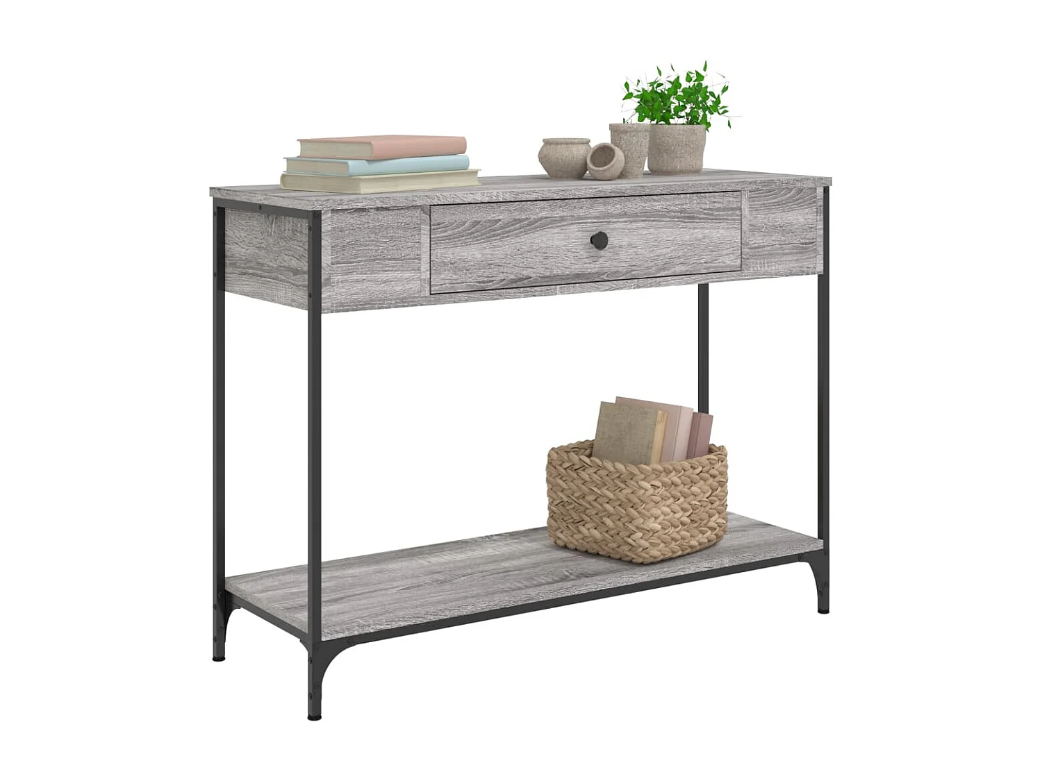 Table console sonoma gris 100x34,5x75 cm bois d'ingénierie