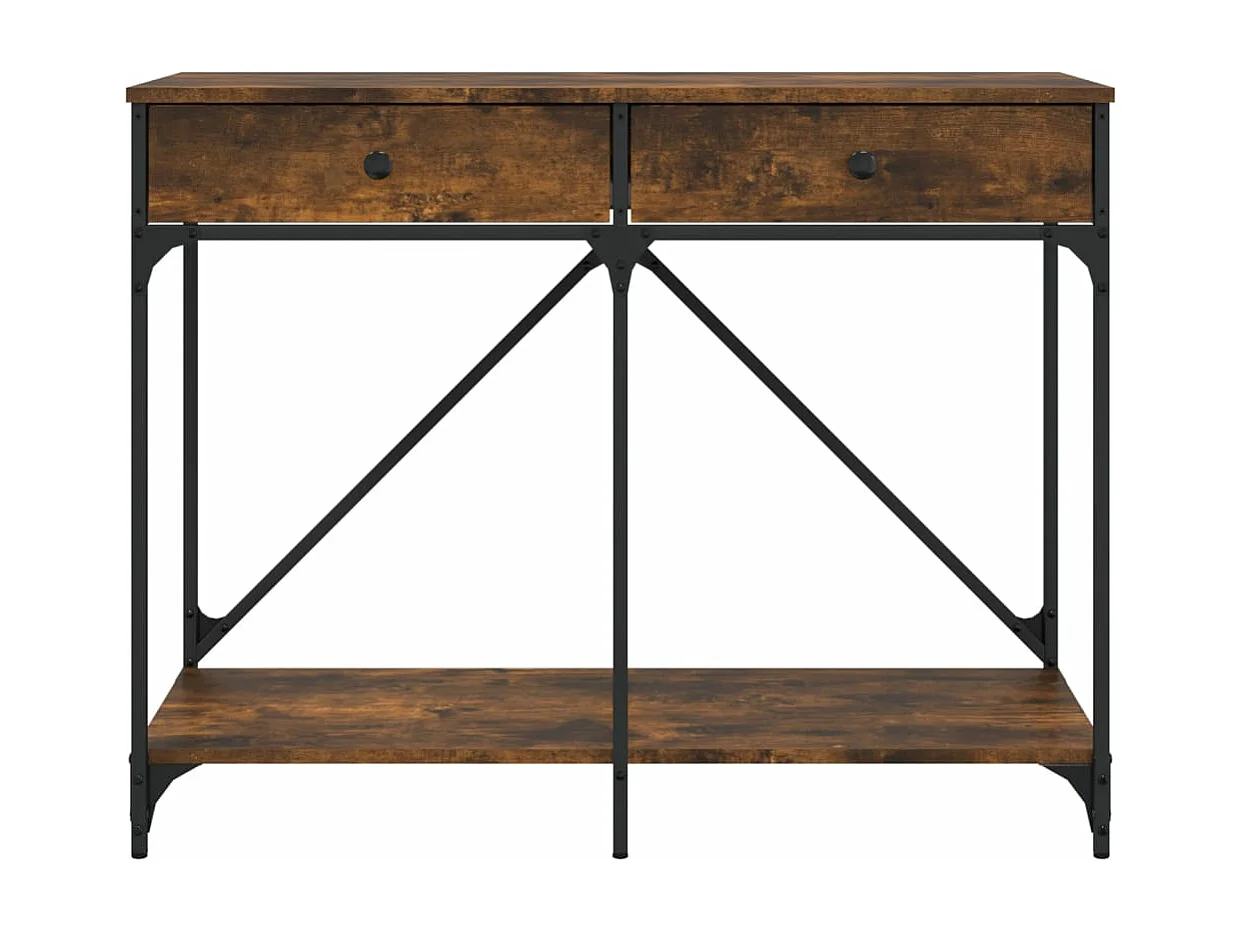 Table console chêne fumé 100x39x78,5 cm bois d'ingénierie