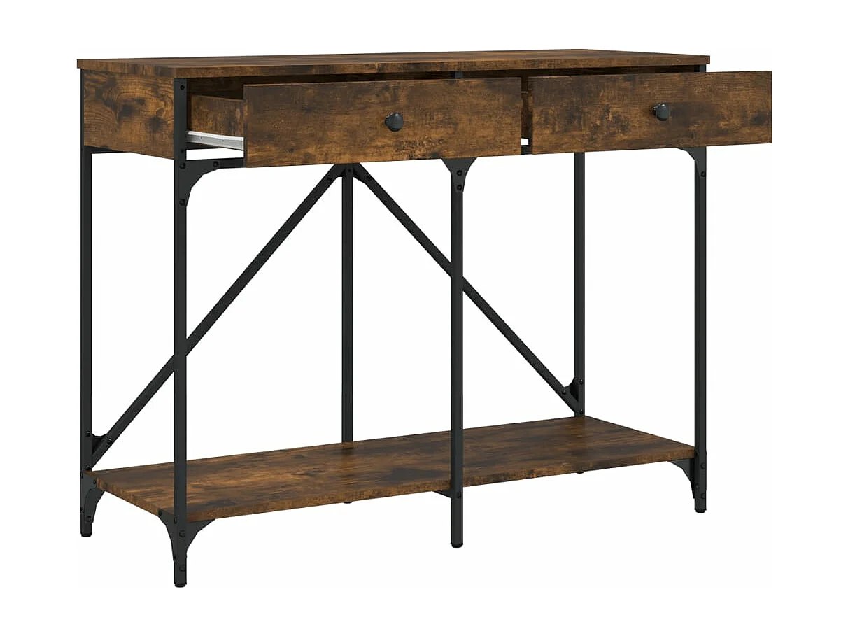 Table console chêne fumé 100x39x78,5 cm bois d'ingénierie