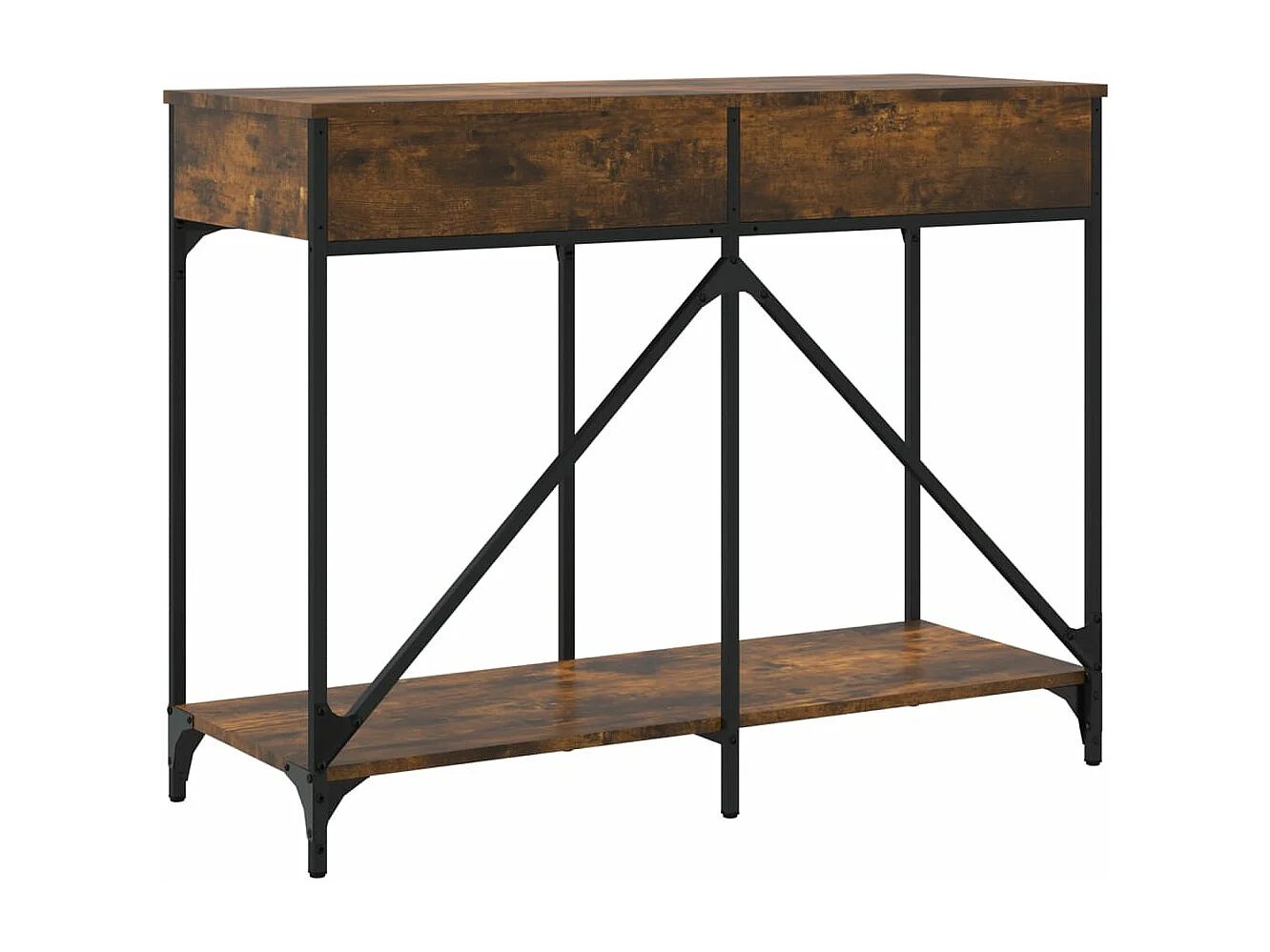 Table console chêne fumé 100x39x78,5 cm bois d'ingénierie