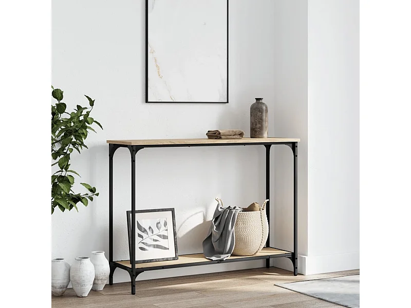 Mesa consola 101x30,5x75cm derivados de madeira carvalho sonoma