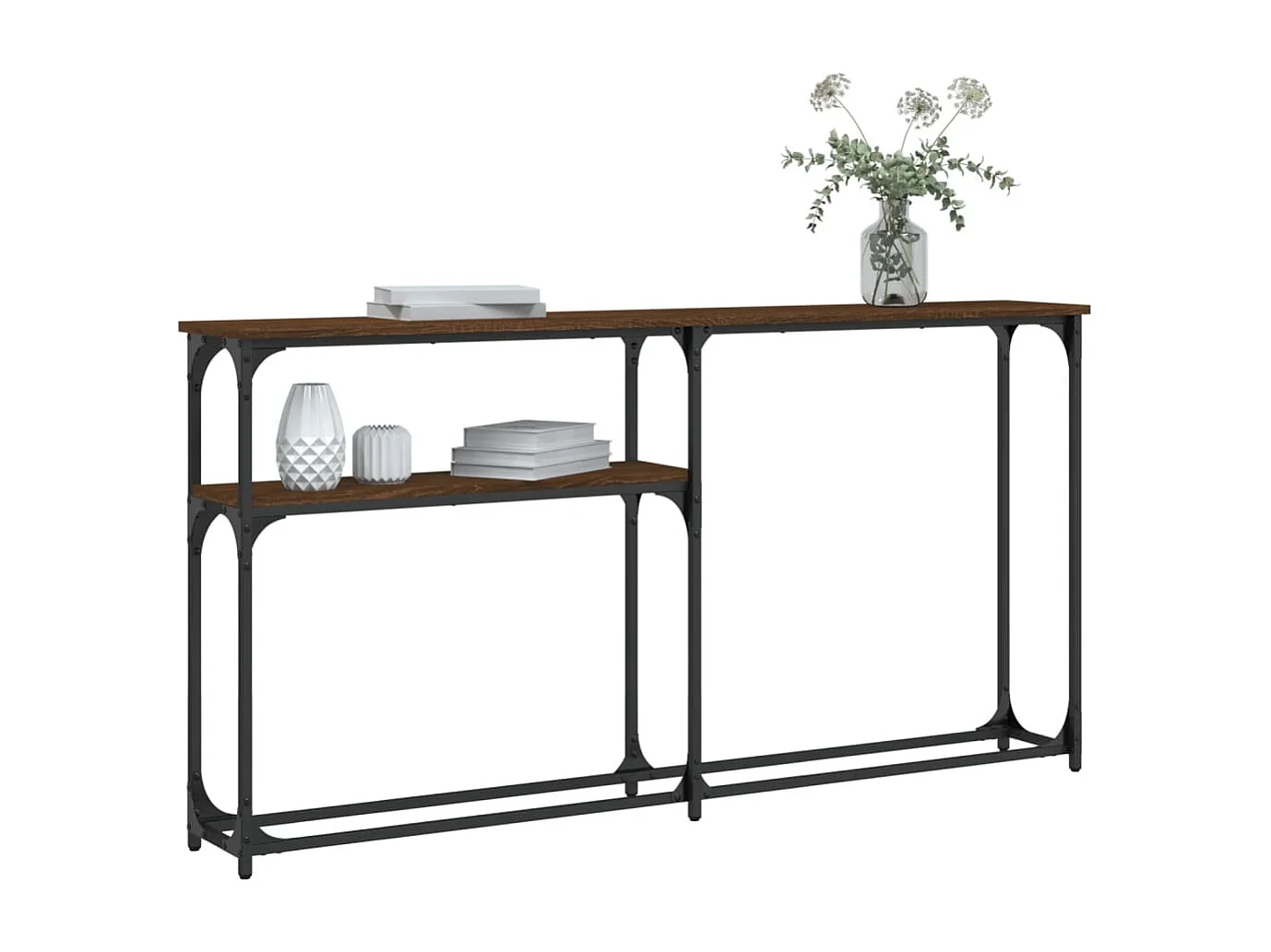 Mesa consola madera de ingeniería marrón roble 145x22,5x75 cm