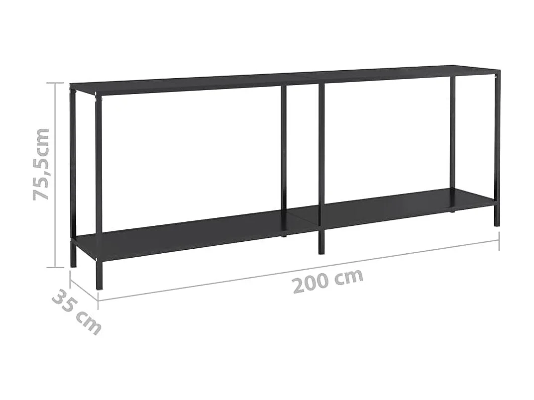Mesa consola vidrio templado negro 200x35x75,5 cm