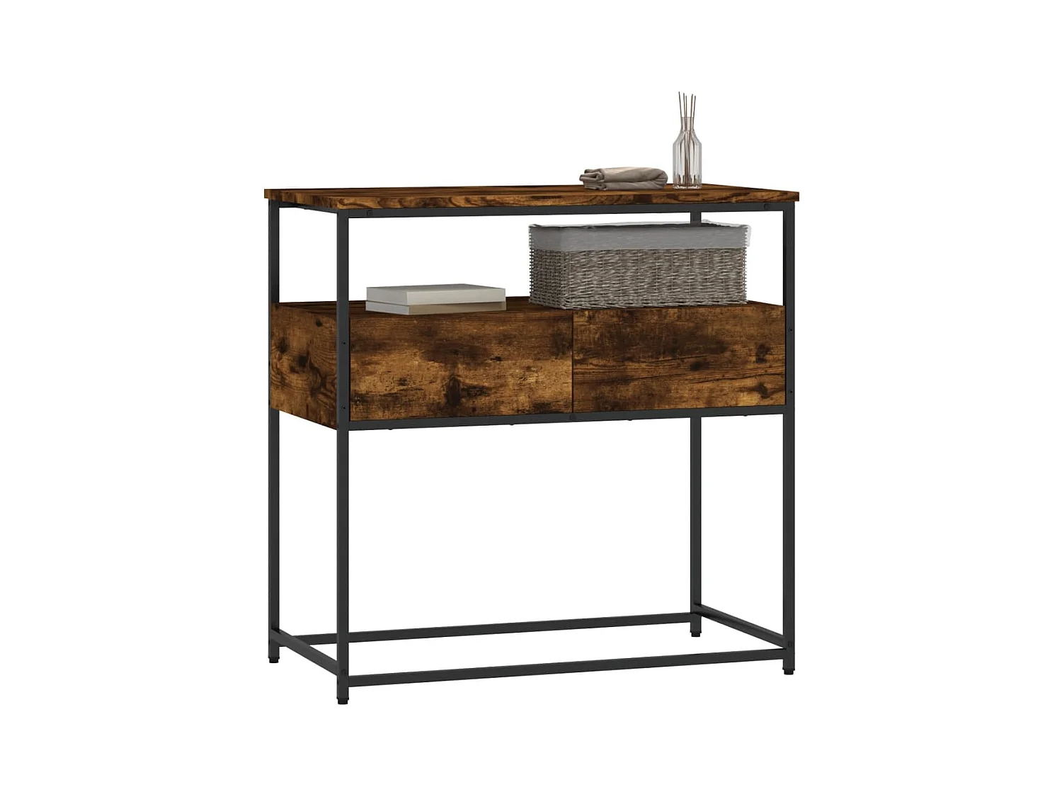 Table console chêne fumé 75x40x75 cm bois d'ingénierie