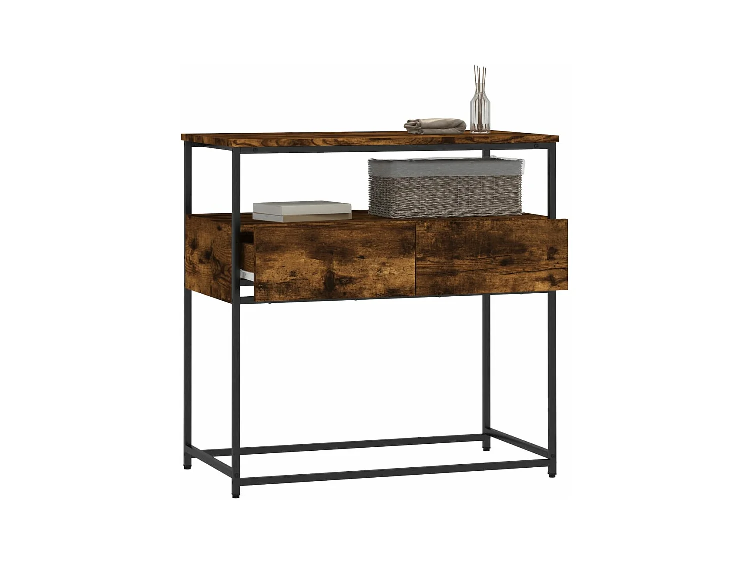 Table console chêne fumé 75x40x75 cm bois d'ingénierie