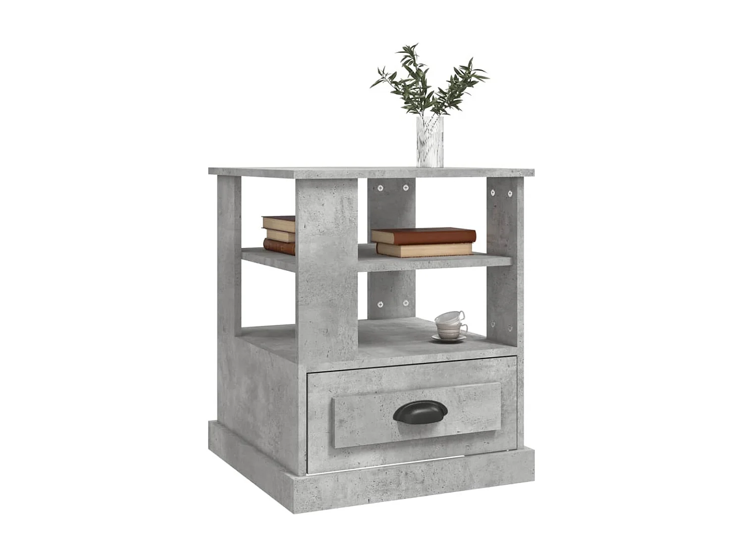 Bijzettafel 50x50x60 cm bewerkt hout betongrijs