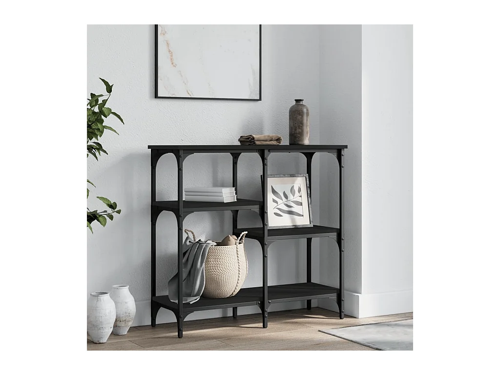 Table console noir 80x29x75 cm bois d'ingénierie