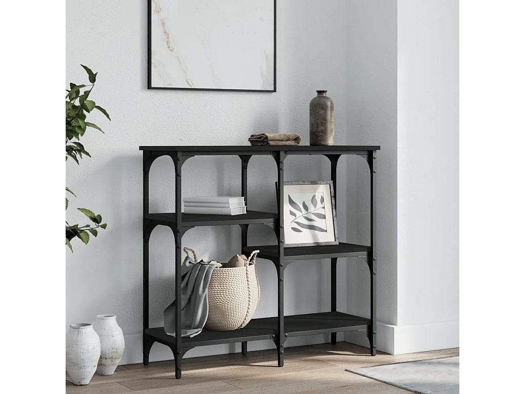 Table console noir 80x29x75 cm bois d'ingénierie