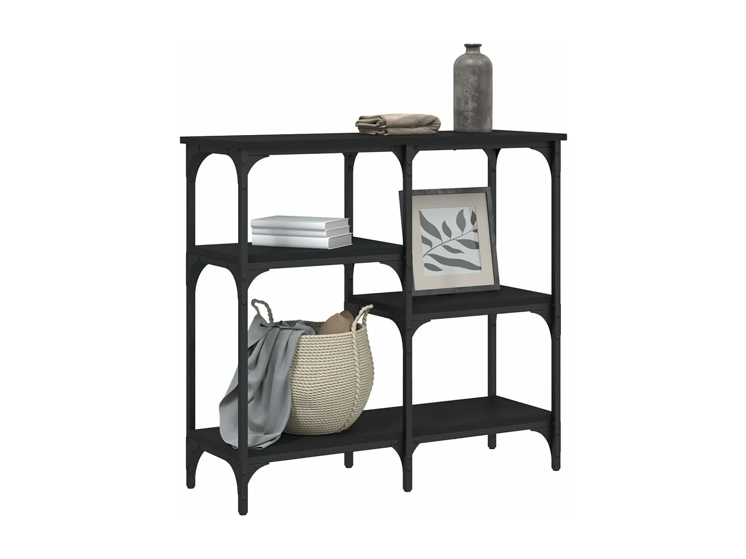 Table console noir 80x29x75 cm bois d'ingénierie