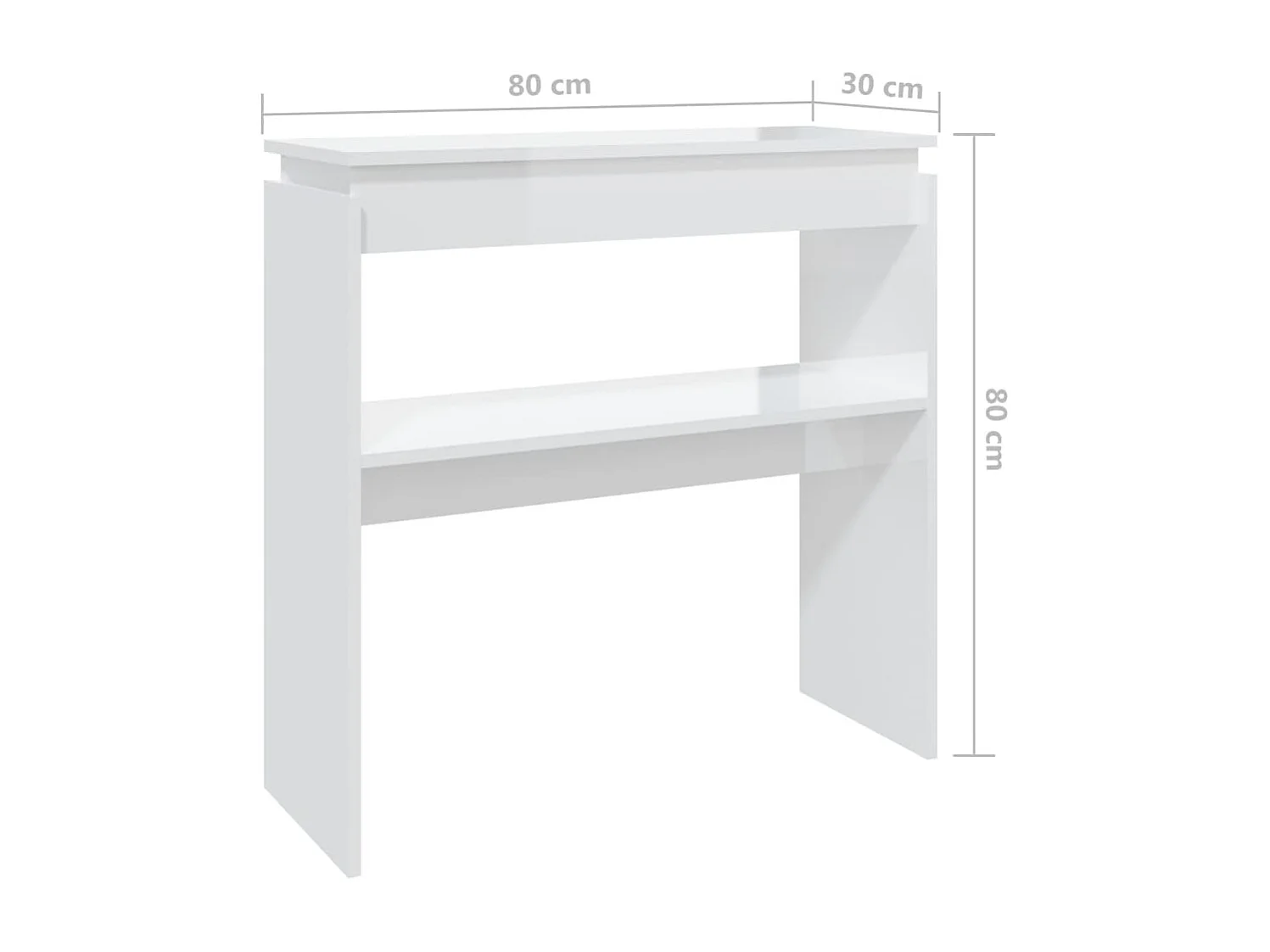 Wandtafel 80x30x80 cm bewerkt hout hoogglans wit