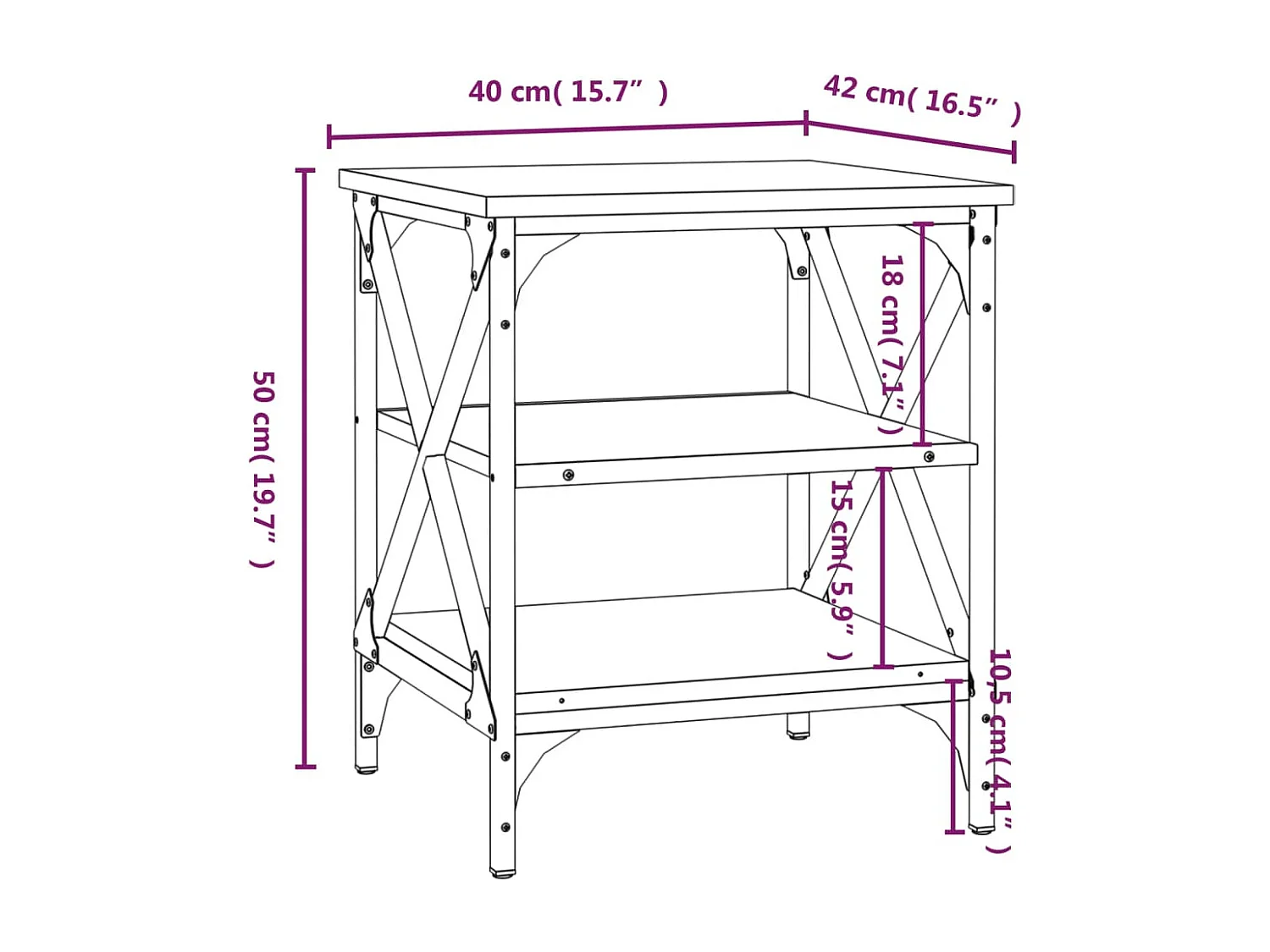 Table d'appoint Chêne marron 40x42x50 cm Bois d'ingénierie