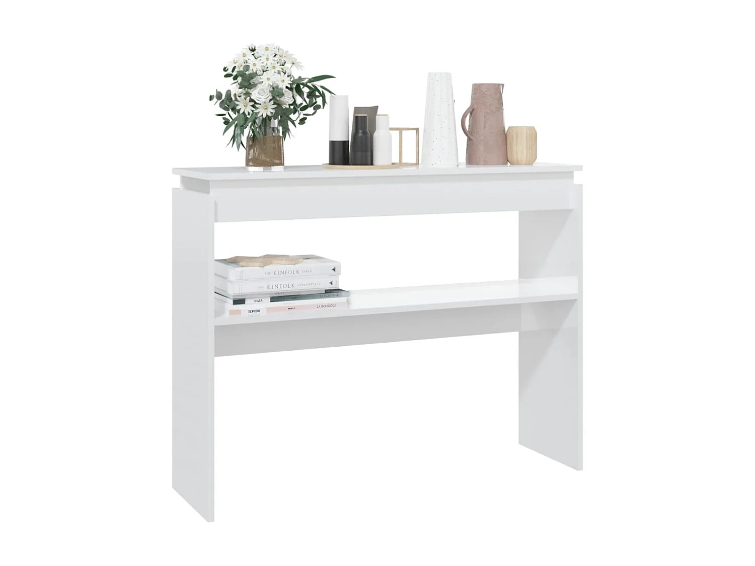 Wandtafel 102x30x80 cm bewerkt hout hoogglans wit