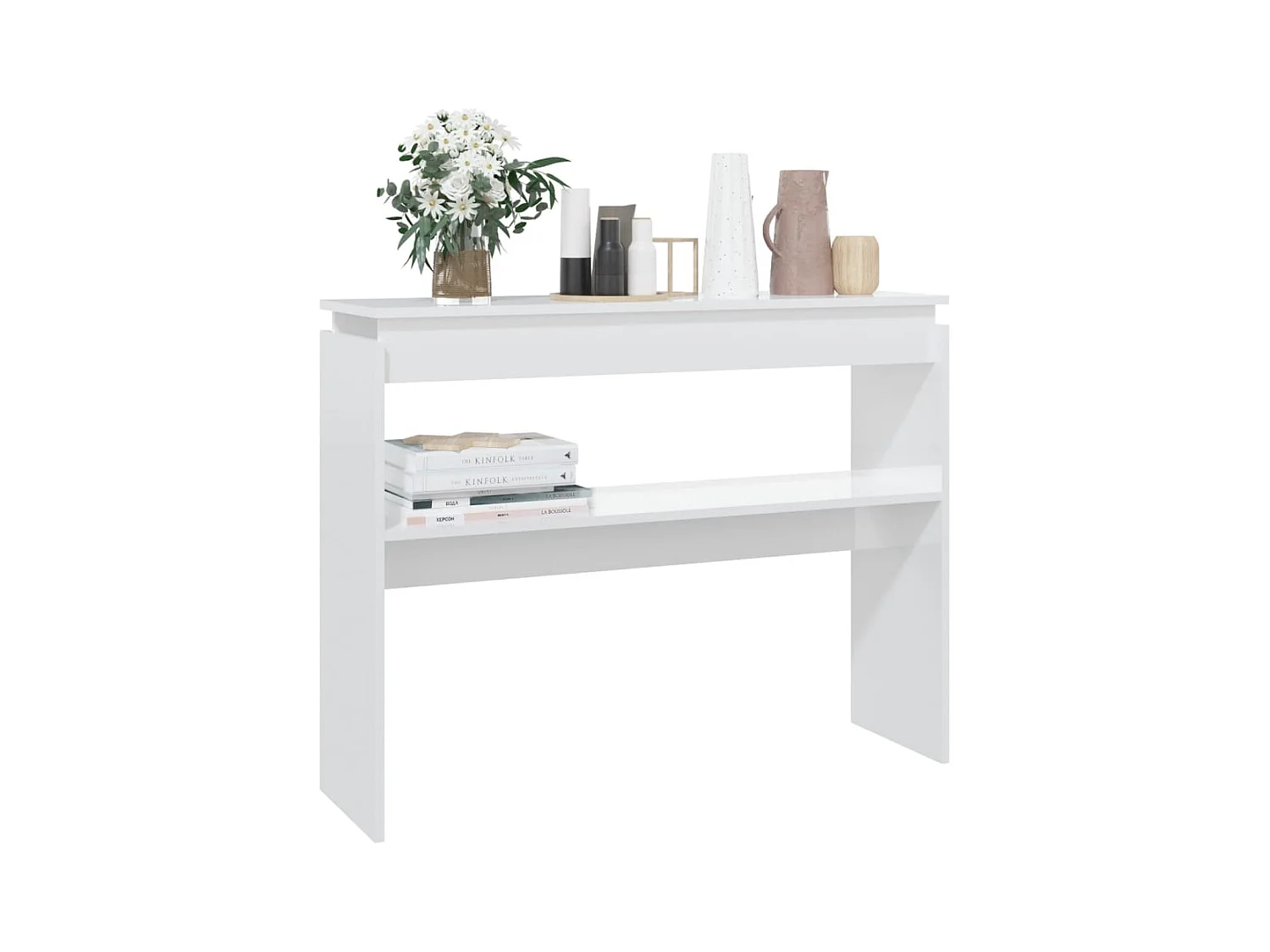 Table console Blanc brillant 102x30x80 cm Aggloméré