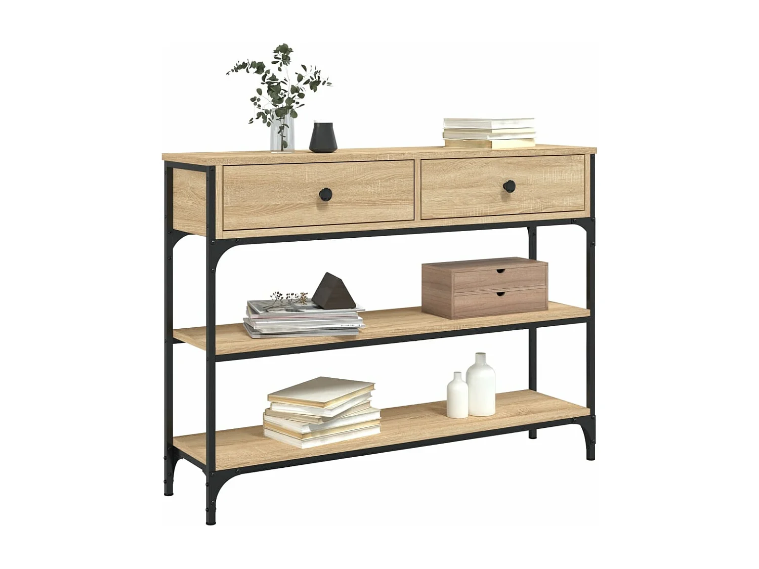 Table console chêne sonoma 100x25x75 cm bois d'ingénierie