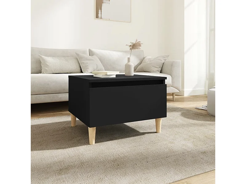 Mesa auxiliar de madera contrachapada negro 50x46x35 cm