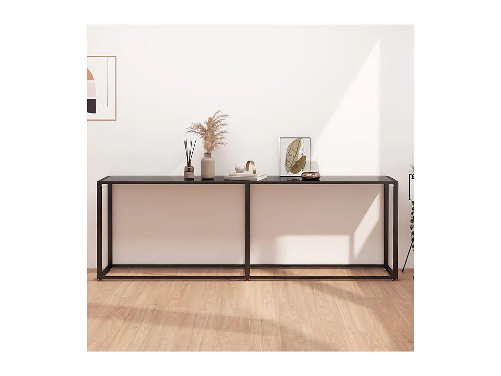 Mesa consola vidrio templado negro 220x35x75,5 cm