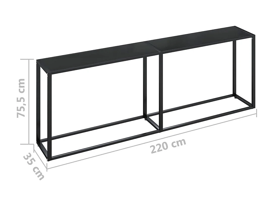 Mesa consola vidrio templado negro 220x35x75,5 cm