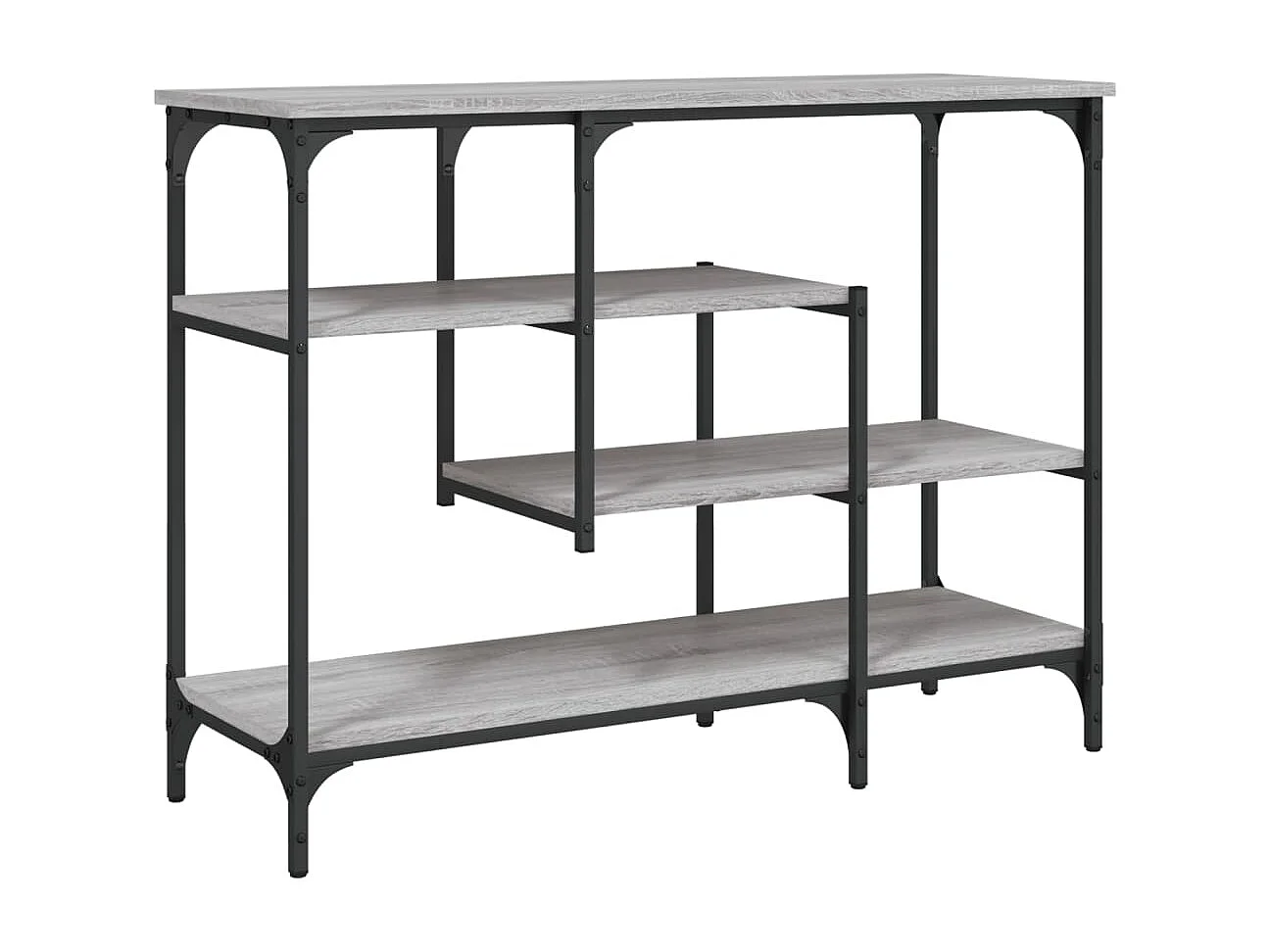 Mesa consola c/ prateleiras 100x35x75 cm cinzento sonoma