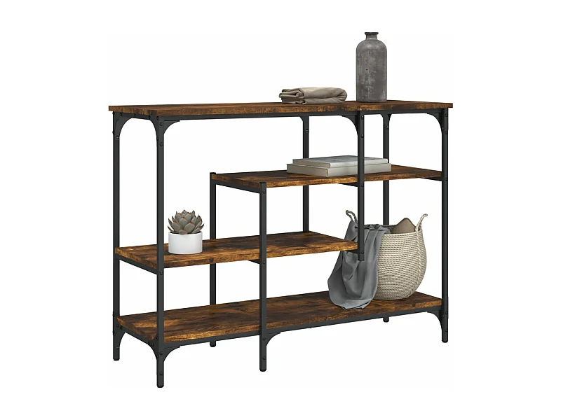 Mesa consola con estantes roble ahumado 100x35x75 cm