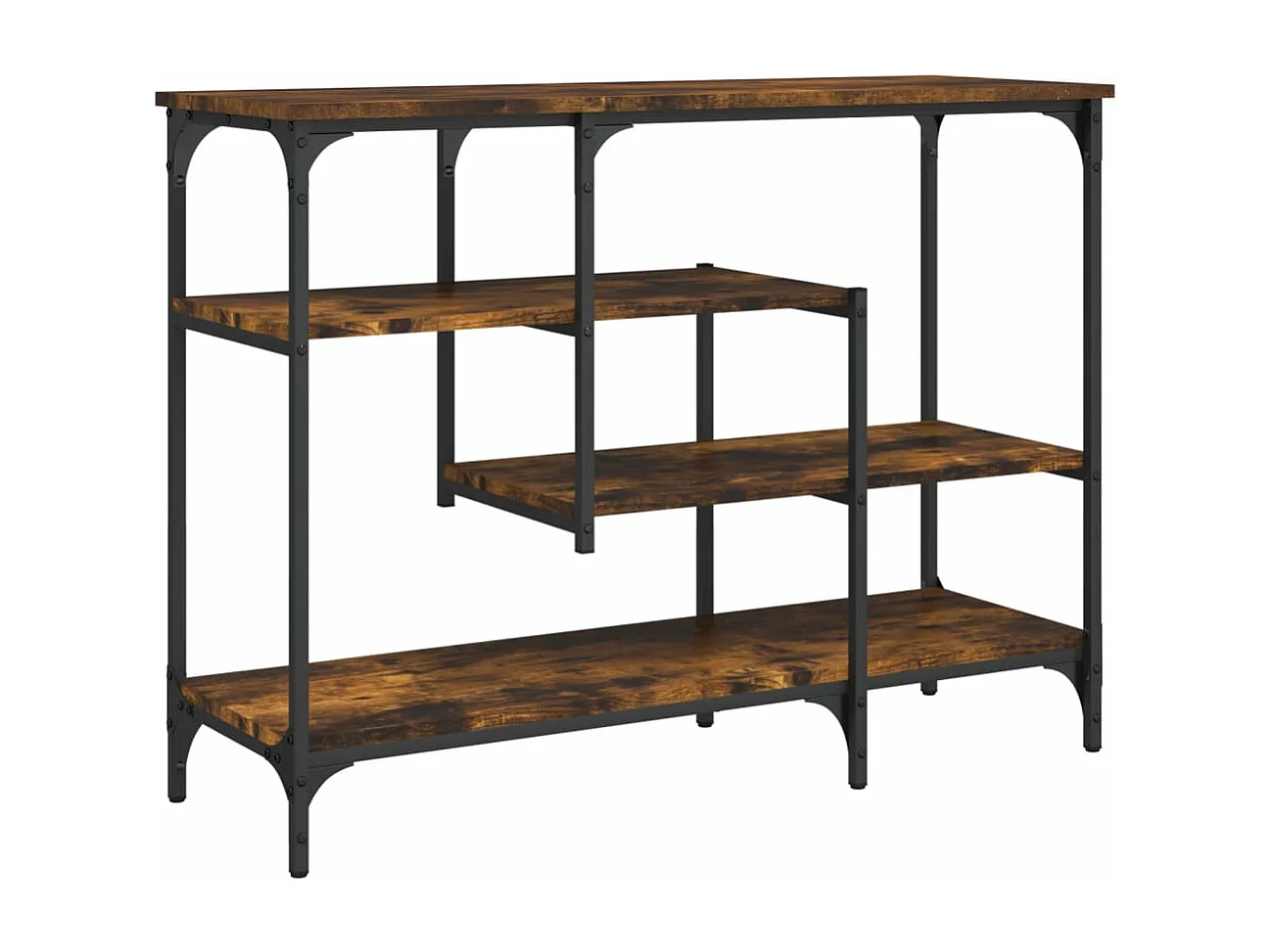 Table console avec étagères chêne fumé 100x35x75 cm