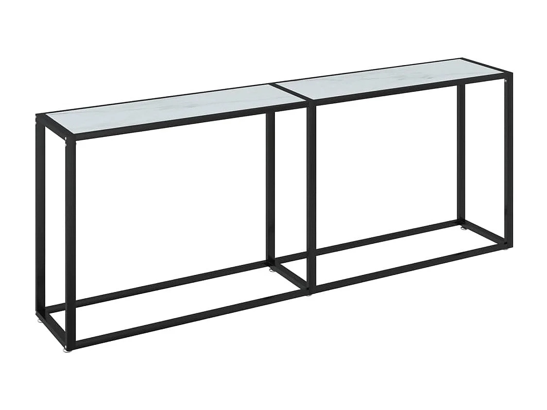 Table console Marbre blanc 200x35x75,5 cm Verre trempé